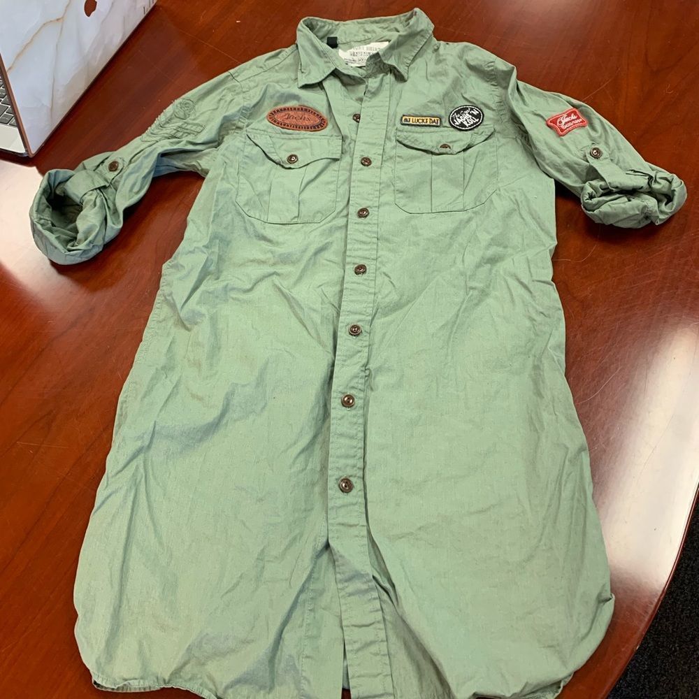 Jachs Comfort Shirt Olive Military Style Shirt Dress sz L (runs small)